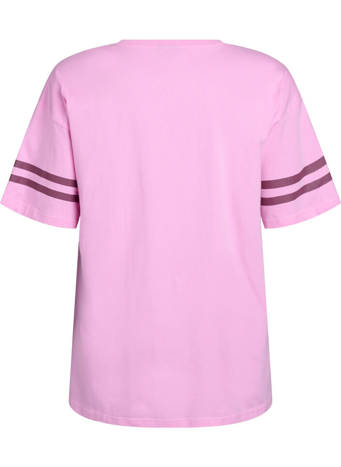 Sporty oversized college T-skjorte, Rosa, Packshot image number 1