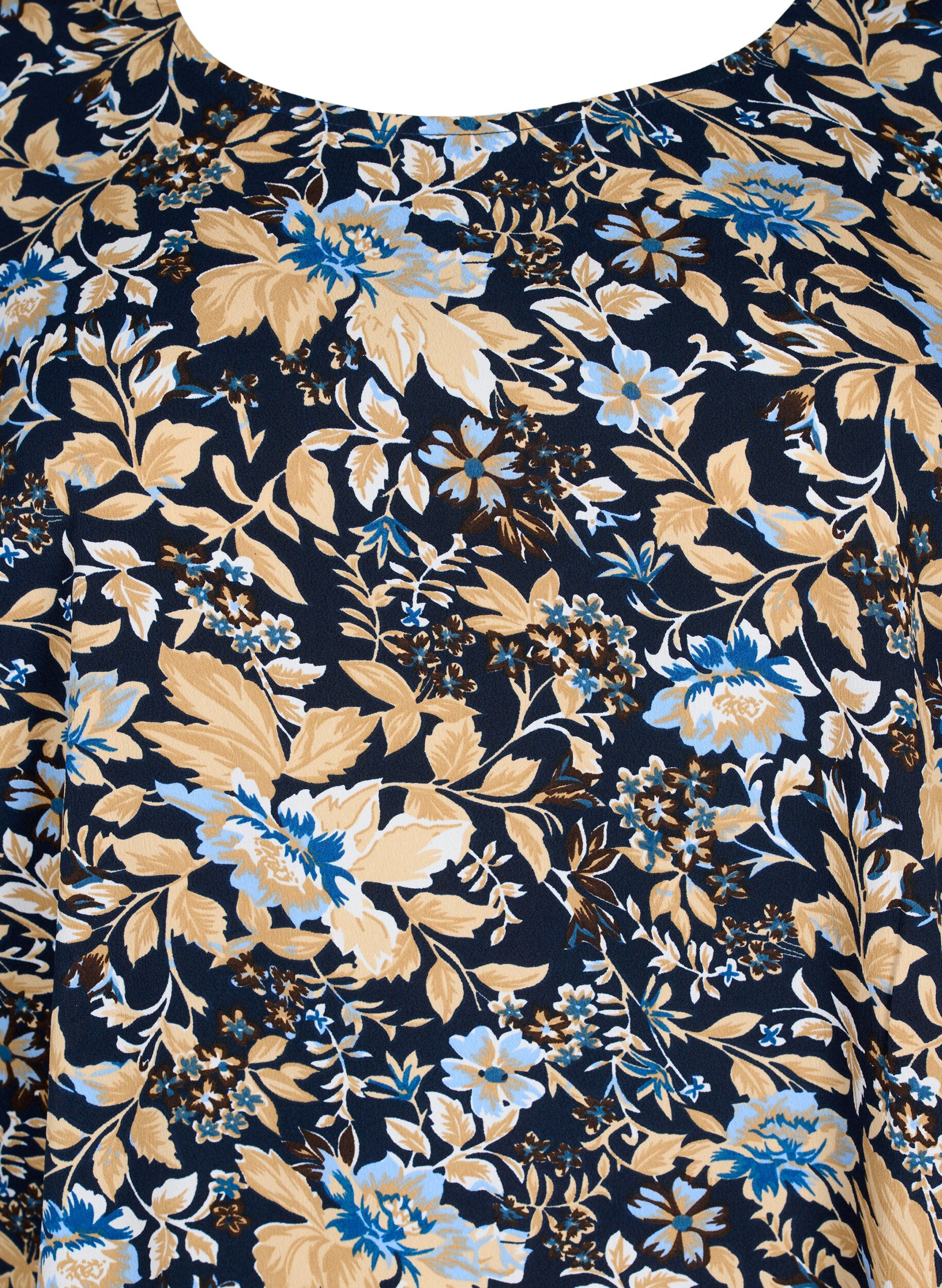 Zizzi FLASH - Bluse med korte ermer og trykk, Brown Blue Flower, Packshot image number 2