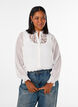 Skjortebluse med blondeinnlegg og prikkem&oslash;nster, Vanilje, Model image number 0