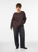 Jerseybluse med en b&oslash;lget tekstur, Brun, Model image number 1
