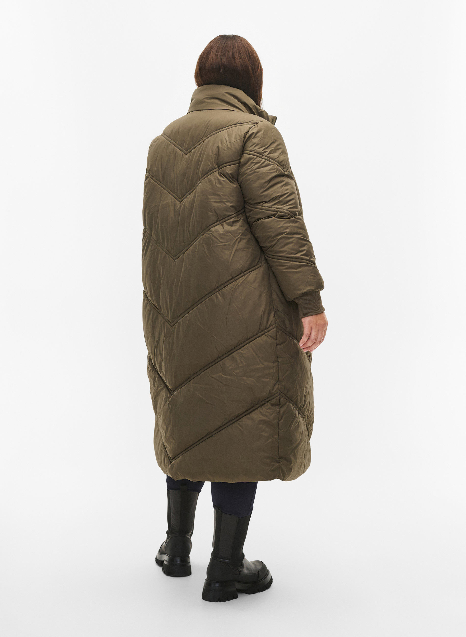 Zizzi Lang puffer-vinterjakke, Bungee Cord , Model image number 1