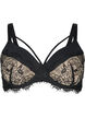 Polstret BH med blonder og snor, Black, Packshot image number 0