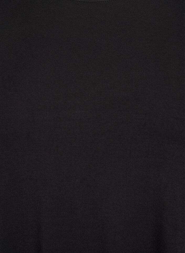 Ensfarvet bluse med lange ermer, Svart, Packshot image number 2