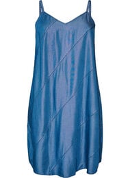 Kjole med plagg i denim i TENCEL&trade; Lyocell med stropper, Bl&aring;