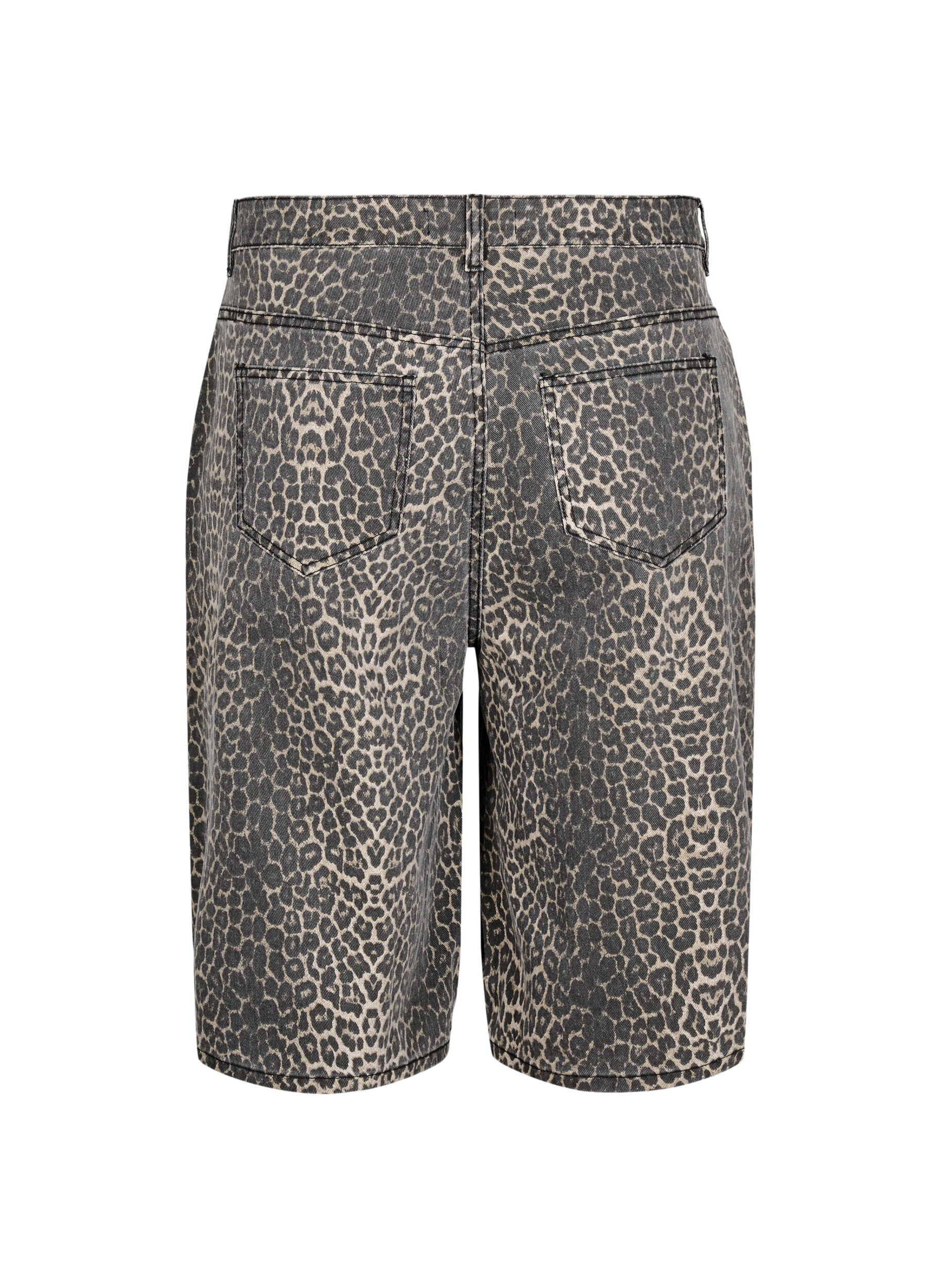 Zizzi Leopardm&oslash;nstret denim Bermudashorts, Brun, Packshot image number 1