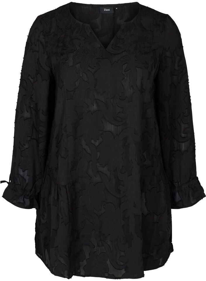Løs tunika med v-hals, Black, Packshot image number 0