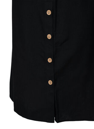 Bomullskjole med 3/4-ermer og knapper, Black, Packshot image number 3