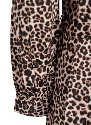 Zizzi Kjole i økologisk bomull med knytebelte, Brun, Packshot image number 3