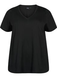 Kortermet T-skjorte med V-hals, Black