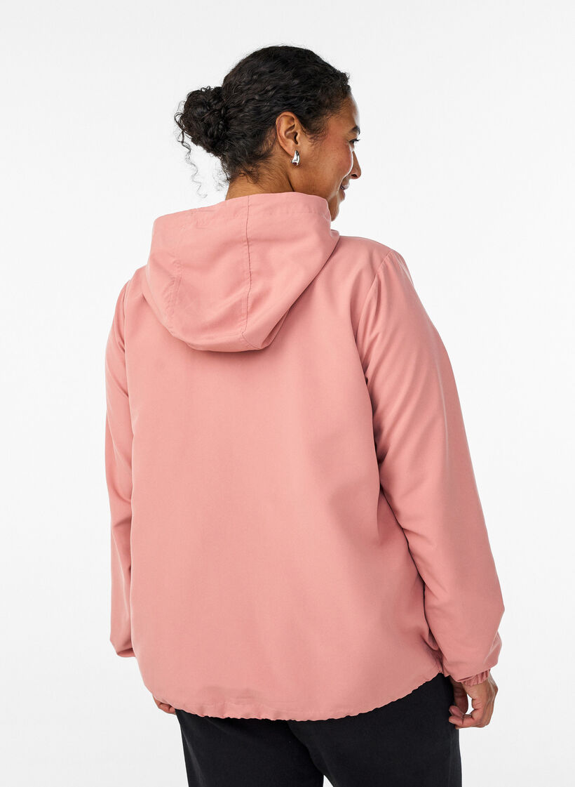 Lett jakke med hette og glidel&aring;s, Rosa, Model image number 2
