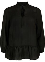 Viskosebluse med peplum, Black