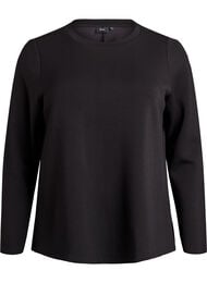 Jerseybluse med rund hals, Svart
