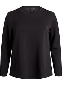 Jerseybluse med rund hals, Svart Jerseybluse med rund hals