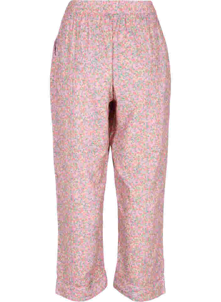 Pysjamasbukser i bomull med blomstermønster, Powder Pink, Packshot image number 1
