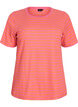 T-shirt med striper og ribbestrikket struktur, Orange, Packshot image number 0