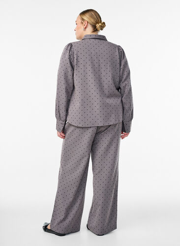 Zizzi Bukser med vide ben og høy midje, Grå, Model image number 1