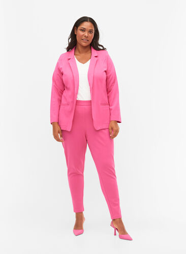 Cropped bukser med lommer, Shocking Pink, Model image number 0