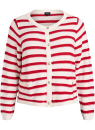 Cardigan med strukturstrikk og dekorative knapper, Rød