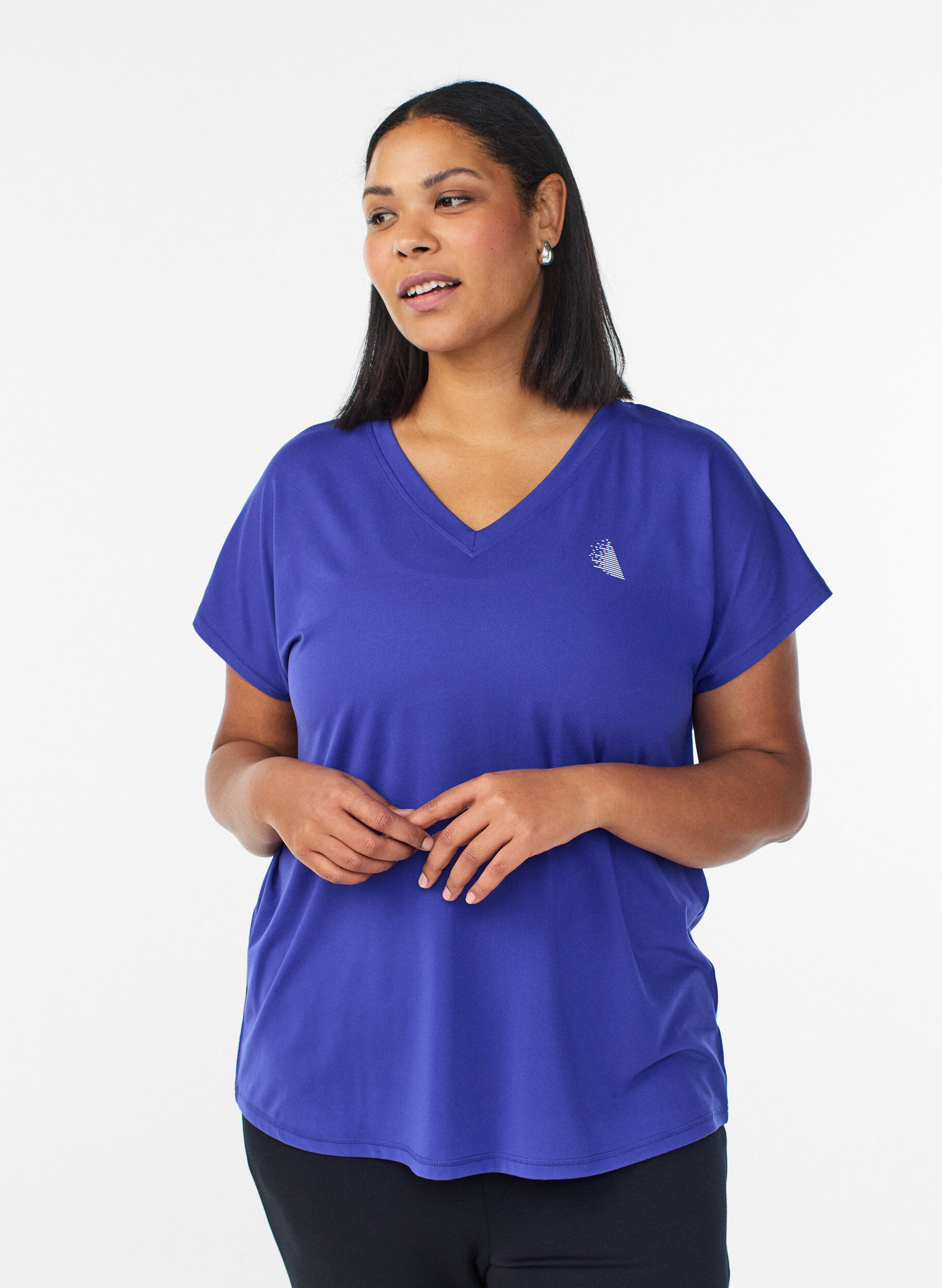 L&oslash;stsittende trenings-t-skjorte med v-hals, Lilla, Model