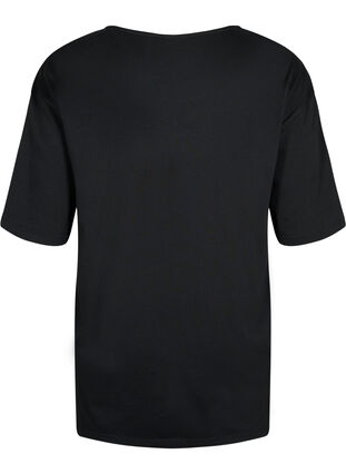 Oversized bomulls T-skjorte med mønster, Black GOOD, Packshot image number 1