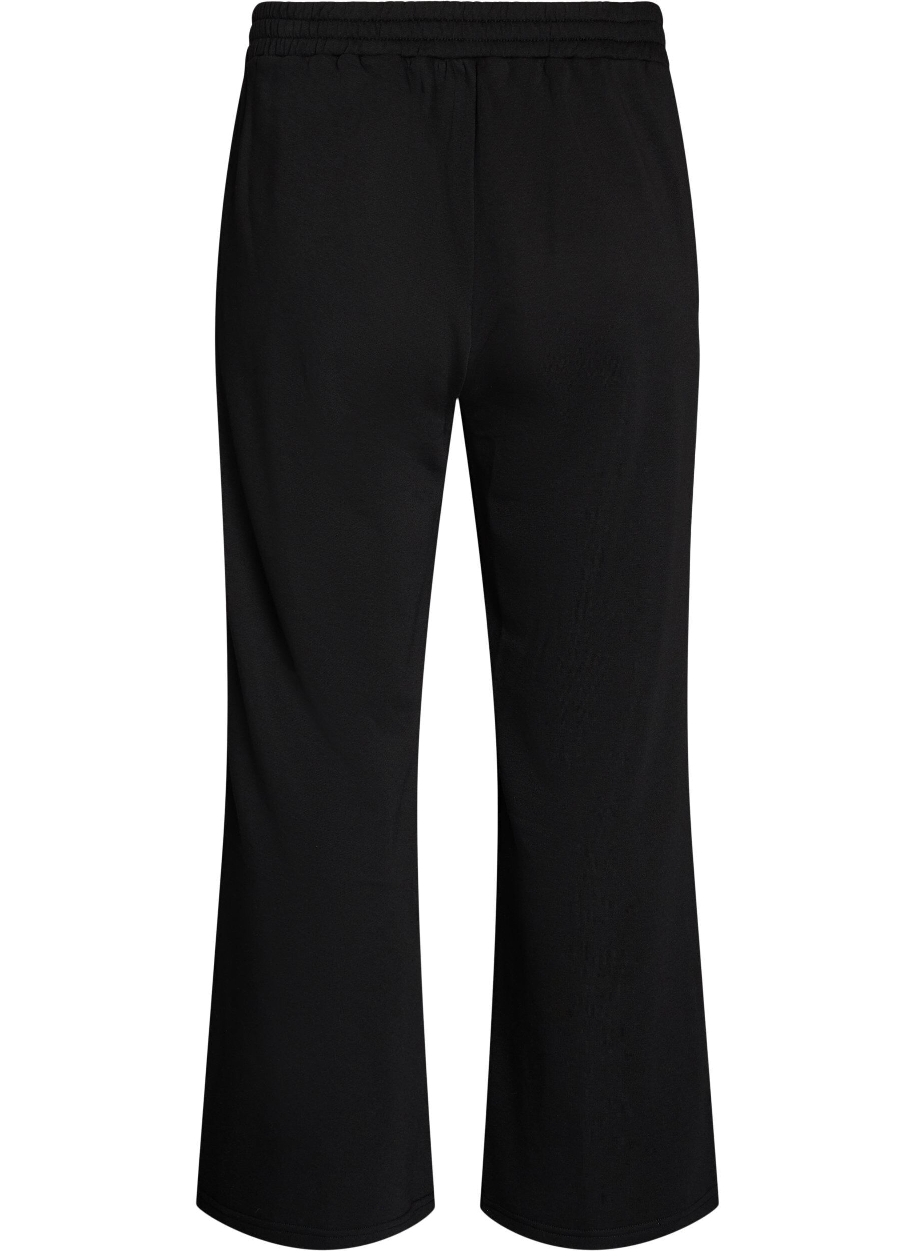 ZizziSweatpants med h&oslash;y midje og vide ben, Svart, Packshot image number 1