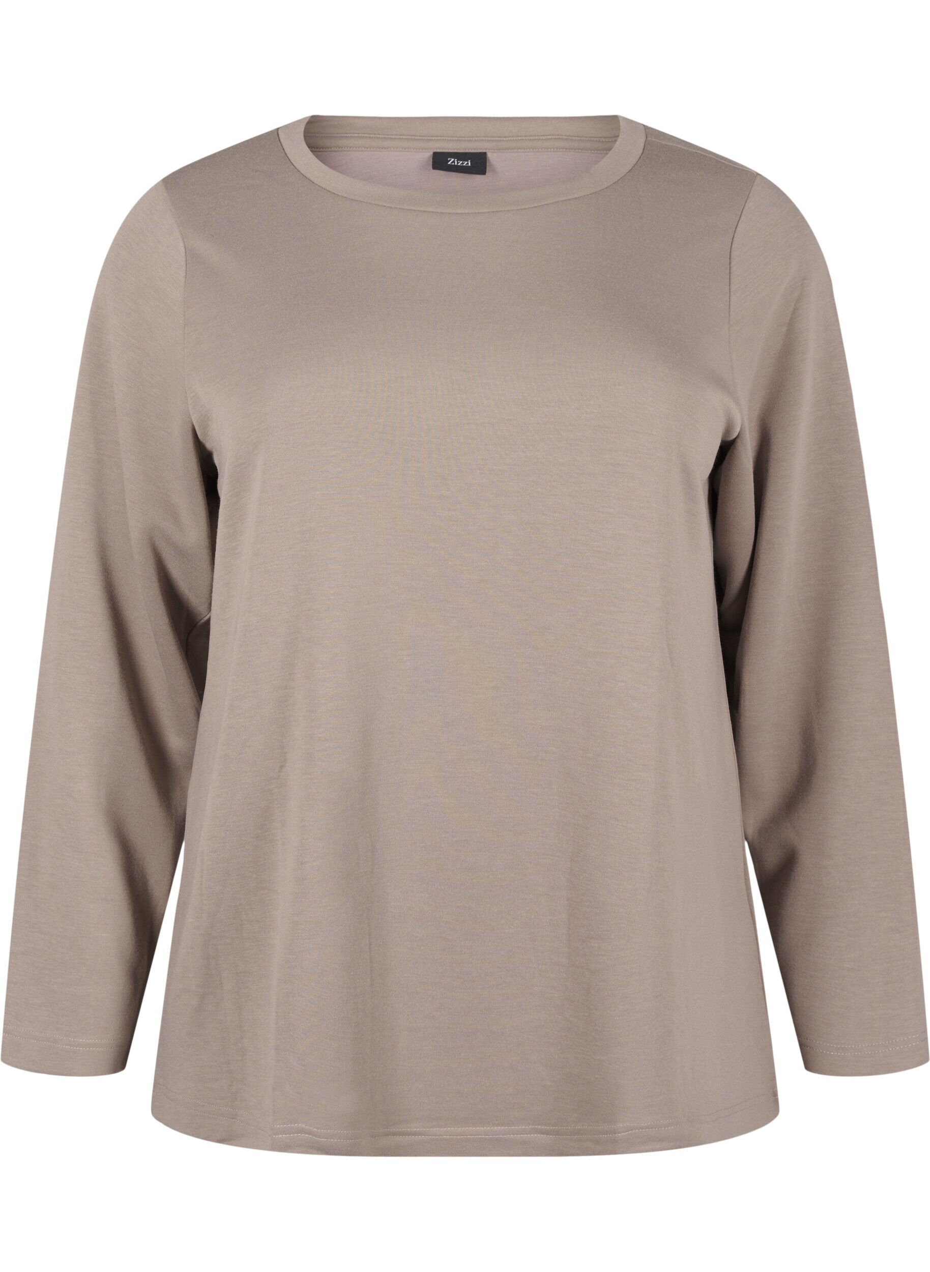 Zizzi Modalblanding bluse med rund hals, Beige, Packshot image number 0