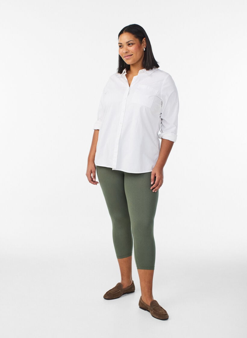 Basisleggings i viskose med 3/4-lengde, Gr&oslash;nn, Model image number 1