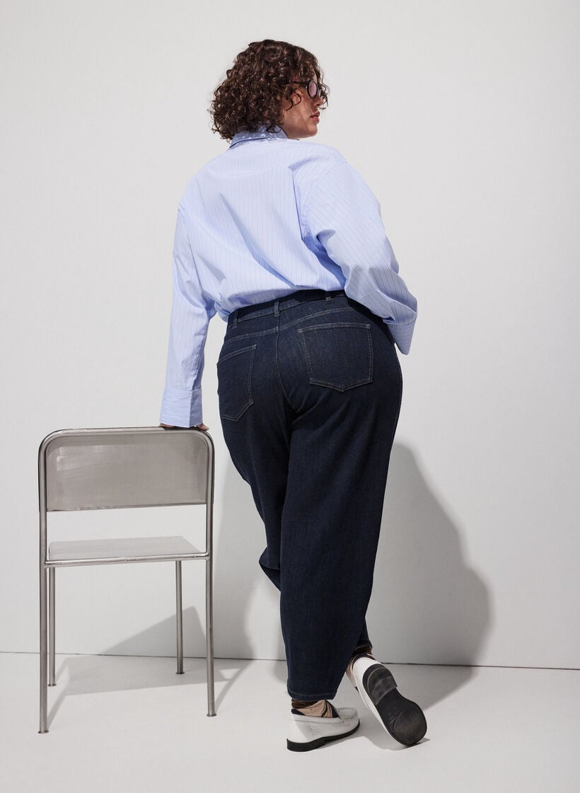 Barrel fit jeans med h&oslash;y midje, Bl&aring;, Model image number 1
