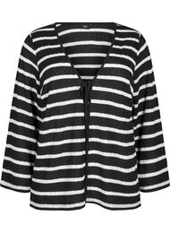 Cardigan med knytebånd, Black White stripe
