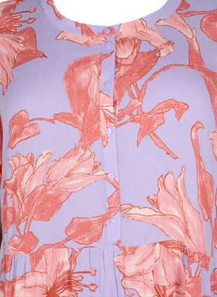 Kortermet viskosekjole med A-form, Lavender Flower, Packshot image number 2