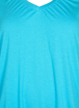 Melert T-skjorte med strikkant, Blue Atoll Mél, Packshot image number 2