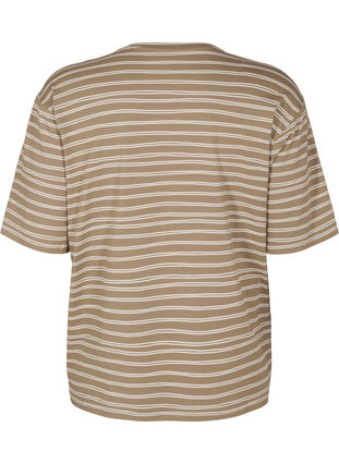 Zizzi Stripete T-skjorte, Brun, Packshot image number 1