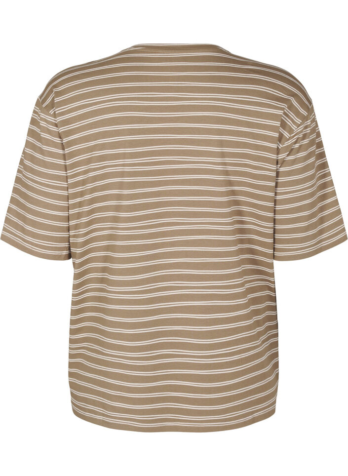 Stripete T-skjorte, Brun, Packshot image number 1