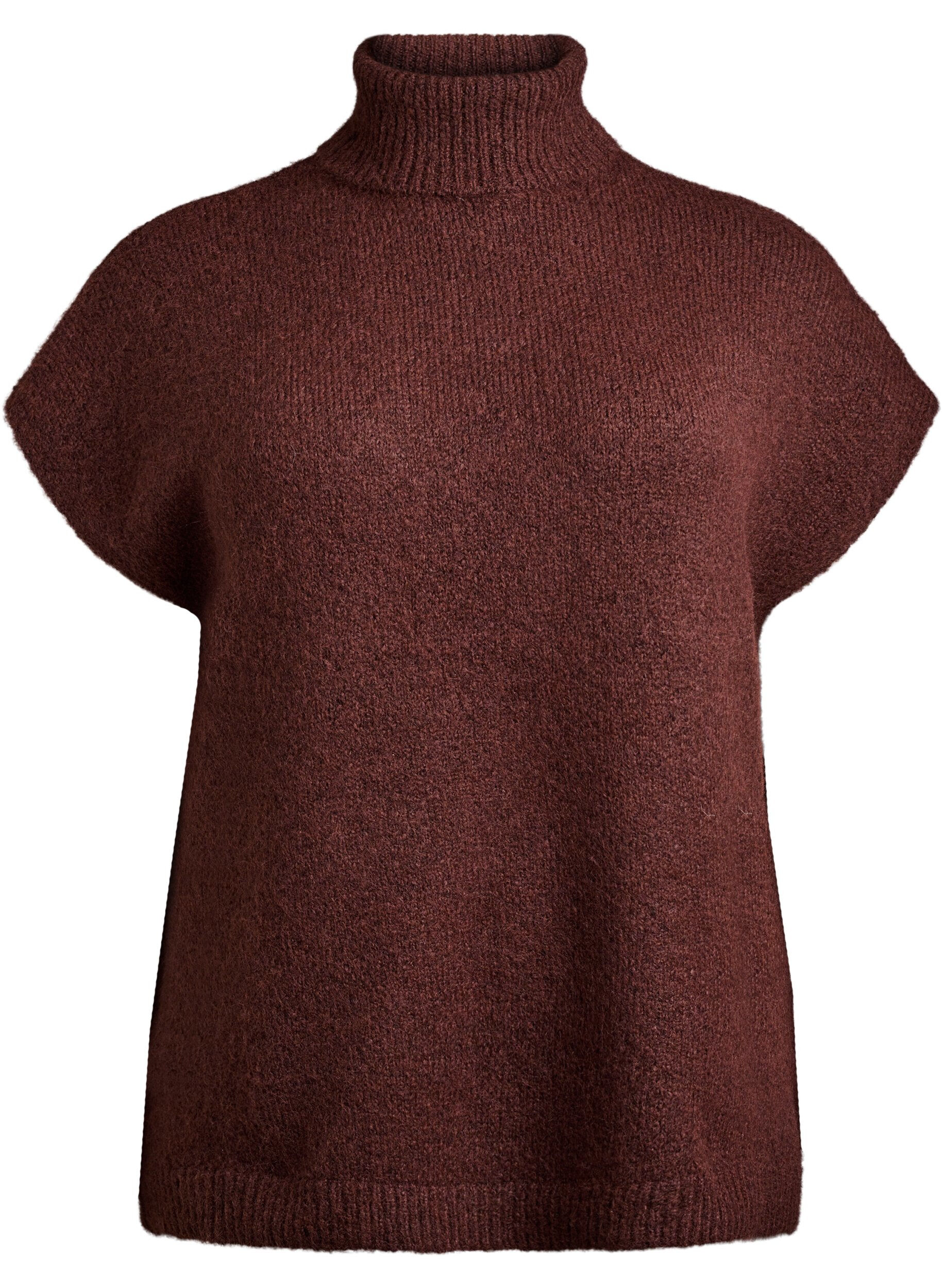 Ermel&oslash;s strikket vest med h&oslash;y hals