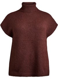 Ermeløs strikket vest med høy hals, Brun Ermeløs strikket vest med høy hals
