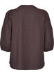 Rutete bluse med V-hals og 3/4-ermer, Brun, Packshot image number 1