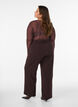 Mesh bluse med trykk, Brun, Model image number 2