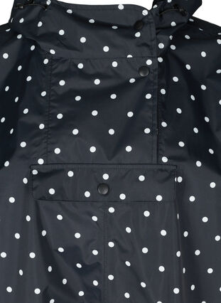 Regnponcho med hette og mønster, Black w/ white dots, Packshot image number 2