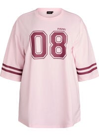 Oversized college T-skjorte med 3/4 ermer, Rosa Oversized college T-skjorte med 3/4 ermer