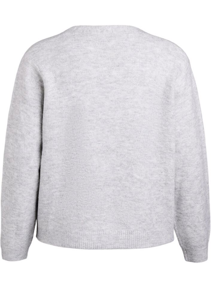 Strikkekardigan med perleknapper, Grå, Packshot image number 1