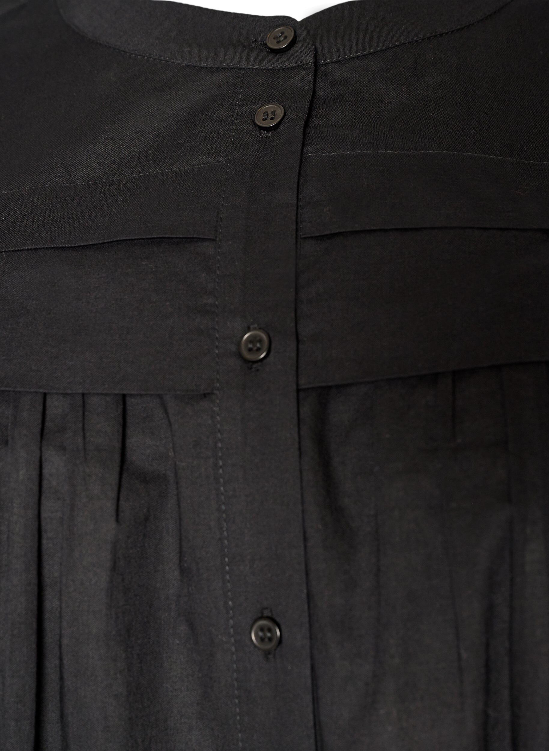 ZizziErmel&oslash;s A-linje bomullsskjorte bluse, Svart, Packshot image number 2