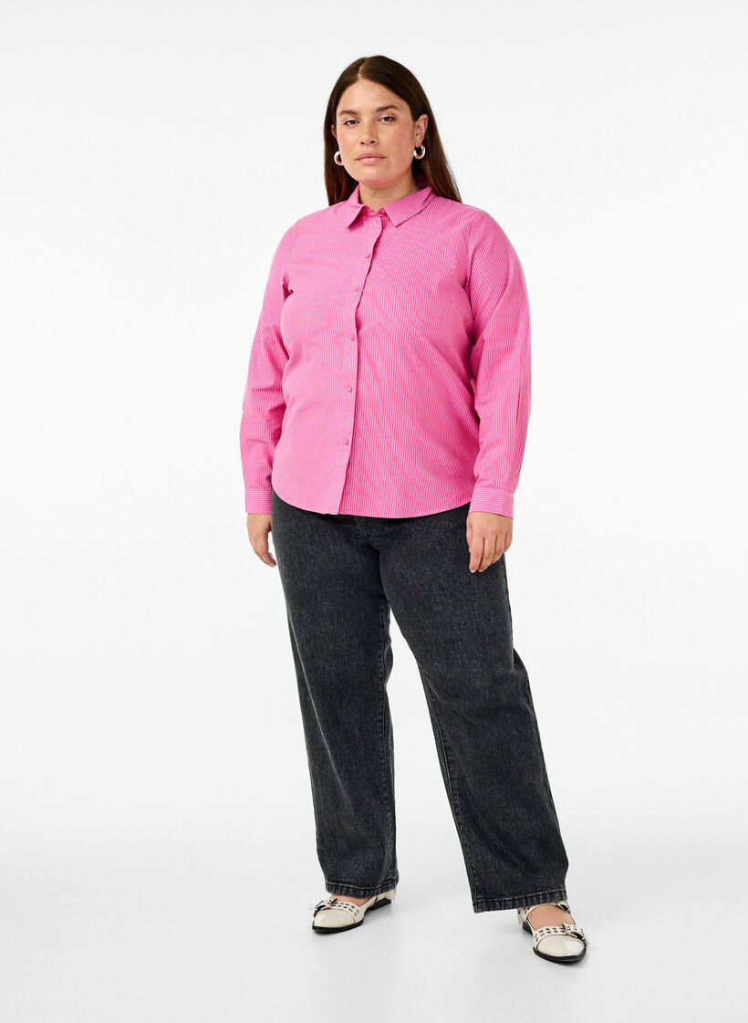 Langermet bomullsskjorte, Rød, Model image number 1