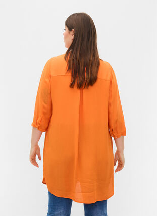 Lang skjorte i viskose med 3/4 ermer, Orange Peel, Model image number 1