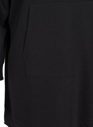 Lang hettegenser med en stor lomme, Black, Packshot image number 3