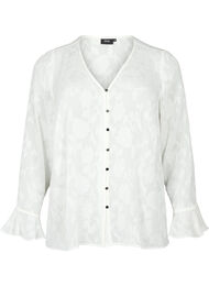 Langermet skjorte i jacquard look, Bright White