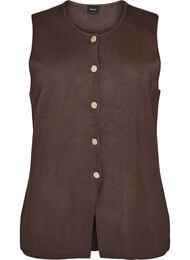 Ermel&oslash;s strikkevest med dekorative knapper, Brun