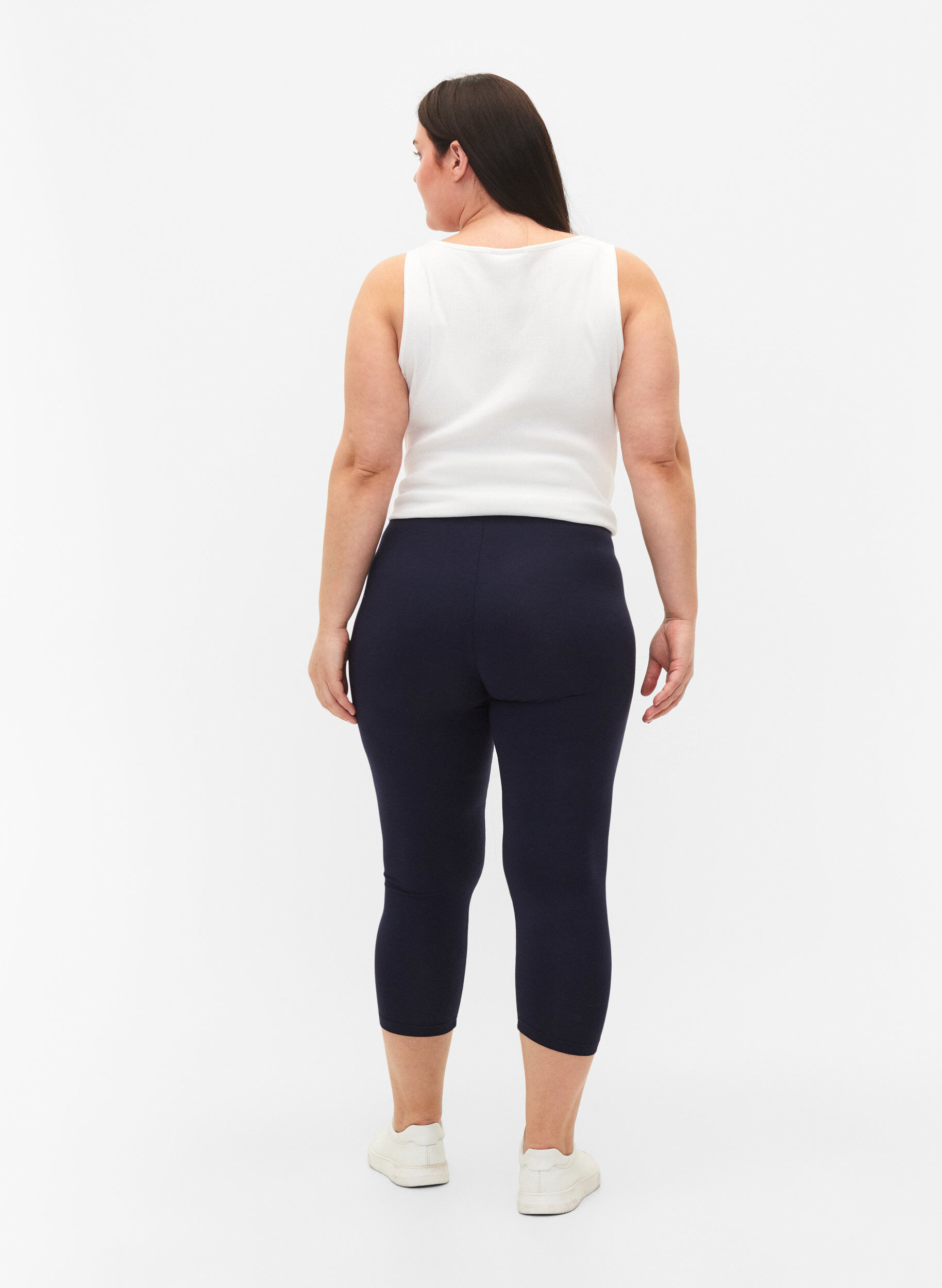 ZizziBasisleggings i viskose med 3/4-lengde, Bl&aring;, Model image number 2