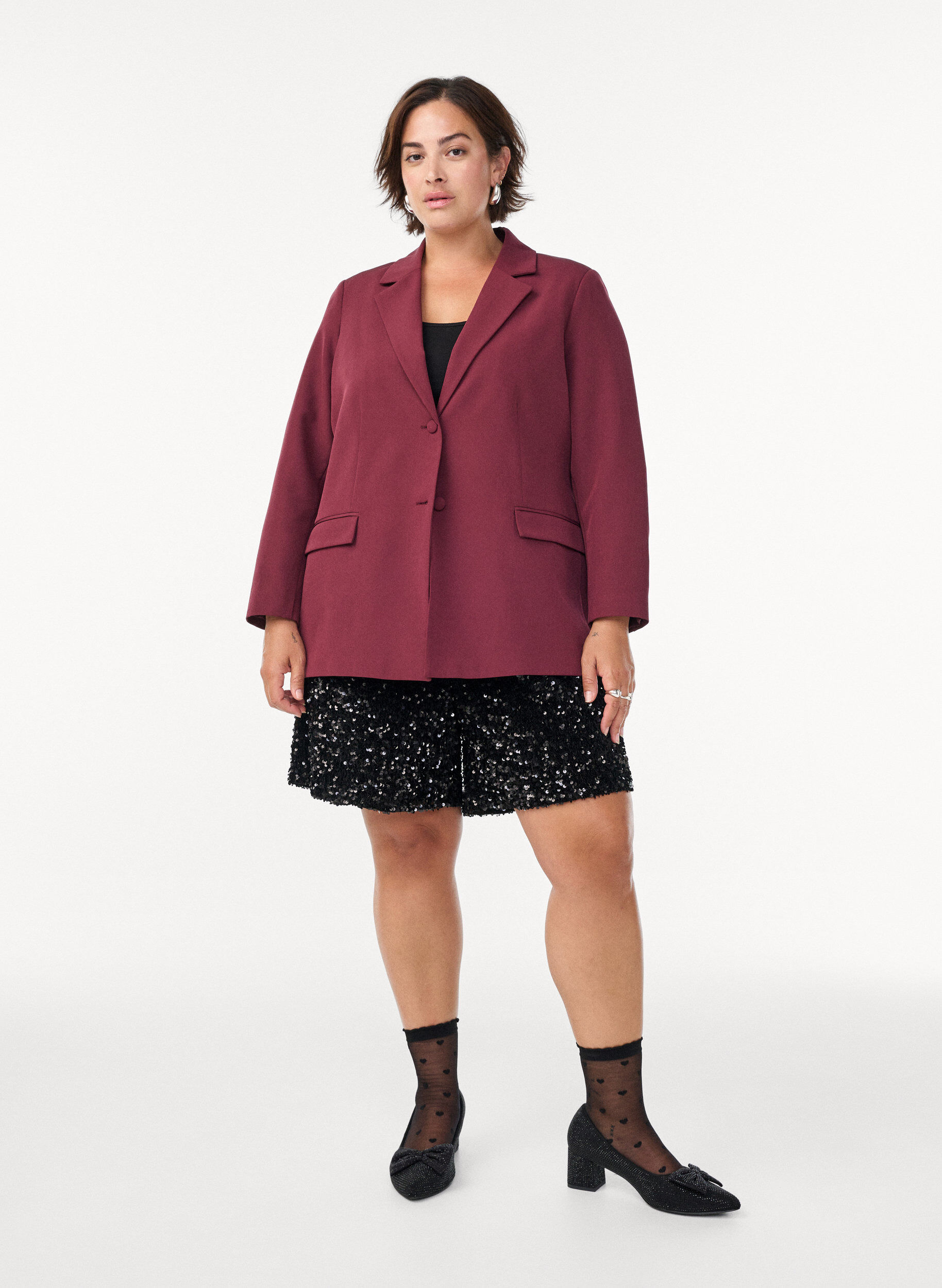 Zizzi Klassisk blazer med knappelukking, R&oslash;d, Model image number 1