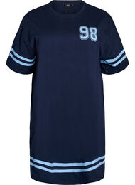 Kort T-skjortekjole med sporty detaljer, Bl&aring;