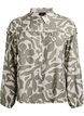 Trykt skjortebluse med rysjedetaljer, Grønn, Packshot image number 0